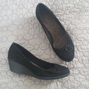 Black wedge Dexflex Comfort wheels, size 9.5